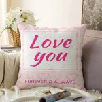 Sevgililer Günü Temalı Özel Tasarım Dijital Baskılı Modern Raşel Kadife Yastık Kırlent Kılıfı Realhomes