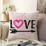 Sevgililer Günü Temalı Özel Tasarım Dijital Baskılı Modern Raşel Kadife Yastık Kırlent Kılıfı Realhomes