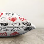 Sevgililer Günü Temalı Özel Tasarım Dijital Baskılı Modern Raşel Kadife Yastık Kırlent Kılıfı Realhomes