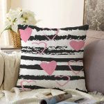 Sevgililer Günü Temalı Özel Tasarım Dijital Baskılı Modern Raşel Kadife Yastık Kırlent Kılıfı Realhomes