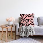 Sevgililer Günü Temalı Özel Tasarım Dijital Baskılı Modern Raşel Kadife Yastık Kırlent Kılıfı Realhomes