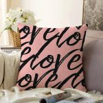 Sevgililer Günü Temalı Özel Tasarım Dijital Baskılı Modern Raşel Kadife Yastık Kırlent Kılıfı Realhomes
