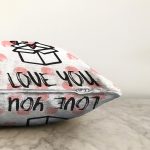 Sevgililer Günü Temalı Özel Tasarım Dijital Baskılı Modern Raşel Kadife Yastık Kırlent Kılıfı Realhomes