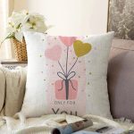 Sevgililer Günü Temalı Özel Tasarım Dijital Baskılı Modern Raşel Kadife Yastık Kırlent Kılıfı Realhomes