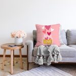 Sevgililer Günü Temalı Özel Tasarım Dijital Baskılı Modern Raşel Kadife Yastık Kırlent Kılıfı Realhomes