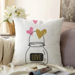 Sevgililer Günü Temalı Özel Tasarım Dijital Baskılı Modern Raşel Kadife Yastık Kırlent Kılıfı Realhomes