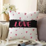 Sevgililer Günü Temalı Özel Tasarım Dijital Baskılı Modern Raşel Kadife Yastık Kırlent Kılıfı Realhomes
