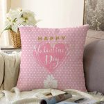 Sevgililer Günü Temalı Özel Tasarım Dijital Baskılı Modern Raşel Kadife Yastık Kırlent Kılıfı Realhomes