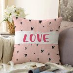 Sevgililer Günü Temalı Özel Tasarım Dijital Baskılı Modern Raşel Kadife Yastık Kırlent Kılıfı Realhomes