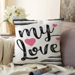 Sevgililer Günü Temalı Özel Tasarım Dijital Baskılı Modern Raşel Kadife Yastık Kırlent Kılıfı Realhomes