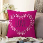Sevgililer Günü Temalı Özel Tasarım Dijital Baskılı Modern Raşel Kadife Yastık Kırlent Kılıfı Realhomes