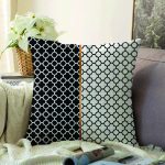 - Sonil-K9276-Gorsel - Realhomes Siyah & Beyaz Ogea Desenli Dijital Baskılı Dekoratif Raşel Kadife Yastık Kırlent Kılıfı Realhomes