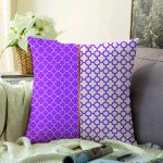 Mor & Beyaz Ogea Desenli Dijital Baskılı Modern Raşel Kadife Yastık Kırlent Kılıfı Realhomes