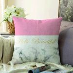 - Sonil-K9286-Gorsel - Realhomes  Hello Beautiful Pembe & Mermer Dijital Baskılı Dekoratif Raşel Kadife Yastık Kırlent Kılıfı Realhomes