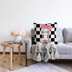 Dama Zeminli Fotoğraf Çeken Kız Tasarımlı Dijital Baskılı Dekoratif Raşel Kadife Yastık Kırlent Kılıfı Realhomes