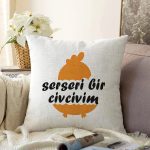 - Sonil-K9328-Gorsel - Realhomes  Özel Tasarım Serseri Bir Civcivim Dijital Baskılı Modern Raşel Kadife Yastık Kırlent Kılıfı Realhomes