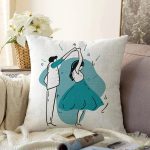 Özel Tasarım Dans Eden Çift Motifli Dijital Baskılı Dekoratif Raşel Kadife Yastık Kırlent Kılıfı Realhomes