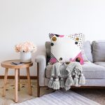 - Sonil-K9368-Gorsel-1 - Realhomes Özel Tasarım Renkli Puantiye Detaylı Dijital Baskılı Modern Şönil Yastık Kırlent Kılıfı Realhomes