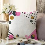 - Sonil-K9368-Gorsel - Realhomes Özel Tasarım Renkli Puantiye Detaylı Dijital Baskılı Modern Şönil Yastık Kırlent Kılıfı Realhomes