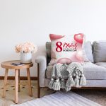 Özel Tasarım 8 March Balon Desenli Dijital Baskılı Modern Raşel Kadife Yastık Kırlent Kılıfı Realhomes