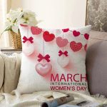 Özel Tasarım 8 March Kalp Tasarımlı Dijital Baskılı Modern Raşel Kadife Yastık Kırlent Kılıfı Realhomes