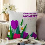 - Sonil-K9381-2-Gorsel - Realhomes Özel Tasarım Women' Day Çiçek Desenli Dijital Baskılı Modern Şönil Yastık Kırlent Kılıfı Realhomes