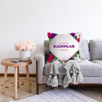 Özel Tasarım Kadınlar Günü Çiçek Desenli Dijital Baskılı Modern Raşel Kadife Yastık Kırlent Kılıfı Realhomes