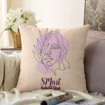 Özel Tasarım 8 Mart Kadın Silüetli Dijital Baskılı Modern Raşel Kadife Yastık Kırlent Kılıfı Realhomes