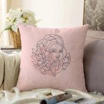 - Sonil-K9385-Gorsel - Realhomes Özel Tasarım Kadın Silüetli Dijital Baskılı Modern Raşel Kadife Yastık Kırlent Kılıfı Realhomes