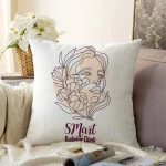 Özel Tasarım 8 Mart Kadın Silüetli Dijital Baskılı Modern Raşel Kadife Yastık Kırlent Kılıfı Realhomes