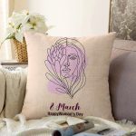 - Sonil-K9387-2-Gorsel - Realhomes Özel Tasarım 8 March Kadın Silüetli Dijital Baskılı Modern Raşel Kadife Yastık Kırlent Kılıfı Realhomes