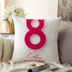 Özel Tasarım 8 Mart Kadınlar Günü Dijital Baskılı Modern Raşel Kadife Yastık Kırlent Kılıfı Realhomes