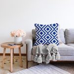 Lacivert Geometrik Çizimli Dijital Baskılı Modern Şönil Yastık Kırlent Kılıfı Realhomes
