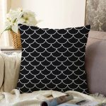 Siyah Pul Tasarımlı Dijital Baskılı Modern Raşel Kadife Yastık Kırlent Kılıfı Realhomes