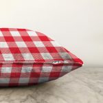 Kırmızı Ekose Tasarımlı Dijital Baskılı Modern Raşel Kadife Yastık Kırlent Kılıfı Realhomes
