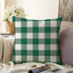 Yeşil Ekose Tasarımlı Dijital Baskılı Dekoratif Raşel Kadife Yastık Kırlent Kılıfı Realhomes