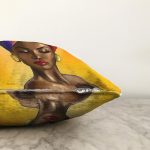 Afrikalı Kadın Çizimi Dijital Baskılı Dekoratif Raşel Kadife Yastık Kırlent Kılıfı Realhomes