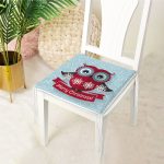 - 202-2 - Realhomes Mery Christmas Temalı Baykuş Çizimli Modern Fermuarlı Sandalye Minderi Realhomes