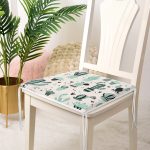 - 8808-1 - Realhomes Krem Zeminli Kaktüs Motifli Dijital Baskılı Fermuarlı Sandalye Minderi Realhomes