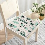 - 8808-4 - Realhomes Krem Zeminli Kaktüs Motifli Dijital Baskılı Fermuarlı Sandalye Minderi Realhomes