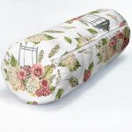 Çiçek Çizimli Dijital Baskılı Dekoratif İç Dolgulu - Fermuarlı Süet Silindir Rulo Yastık Kırlent Realhomes