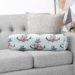 - RealHomes Özel Tasarımlı Dijital Baskılı İç Dolgulu Fermuarlı Silindir Yastık - Realhomes Mint Yeşili Zemin Çapa Tasarımlı Dijital Baskılı Dekoratif İç Dolgulu Yumuşak Silindir Form Yastık Kırlent Realhomes