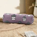 Açık Mor Zeminli Kaktüs Tasarımlı Dijital Baskılı Modern İç Dolgulu - Fermuarlı Süet Berjer Silindir Yastık Kırlent Realhomes