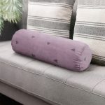 Mor Zemin Kalp Motifli Dijital Baskılı Modern İç Dolgulu Süet Silindir Yastık Kırlent - Bel Yastığı Realhomes