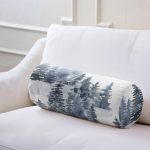 - RealHomes Özel Tasarımlı Dijital Baskılı İç Dolgulu Fermuarlı Silindir Yastık - Realhomes Suluboya Çizimli Kış Temalı Çam Ağaçları Dijital Baskılı Dekoratif İç Dolgulu Yumuşak Silindir Form Yastık Kırlent Realhomes