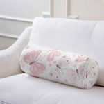 Renkli Kelebek Motifli Dijital Baskılı Modern İç Dolgulu Yumuşak Silindir Form Yastık Kırlent Realhomes