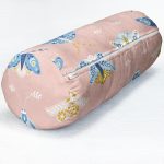 - RealHomes Özel Tasarımlı Dijital Baskılı İç Dolgulu Fermuarlı Silindir Yastık - Realhomes  Pembe Zemin Renkli Kelebekler Özel Tasarım Dijital Baskılı Modern İç Dolgulu Yumuşak Silindir Form Yastık Kırlent Realhomes