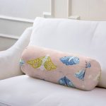 - RealHomes Özel Tasarımlı Dijital Baskılı İç Dolgulu Fermuarlı Silindir Yastık - Realhomes  Pembe Zemin Renkli Kelebekler Özel Tasarım Dijital Baskılı Modern İç Dolgulu Yumuşak Silindir Form Yastık Kırlent Realhomes