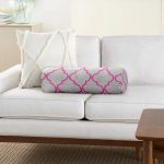 Gri Zemin Ogea Desenli Modern Dijital İç Dolgulu - Fermuarlı Süet Berjer Silindir Yastık Kırlent Realhomes