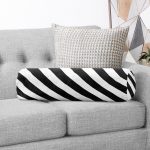 - RealHomes Özel Tasarımlı Dijital Baskılı İç Dolgulu Fermuarlı Silindir Yastık - Realhomes Siyah Beyaz Şeritli Dijital Baskılı İç Dolgulu Yumuşak Silindir Form Yastık Kırlent Realhomes